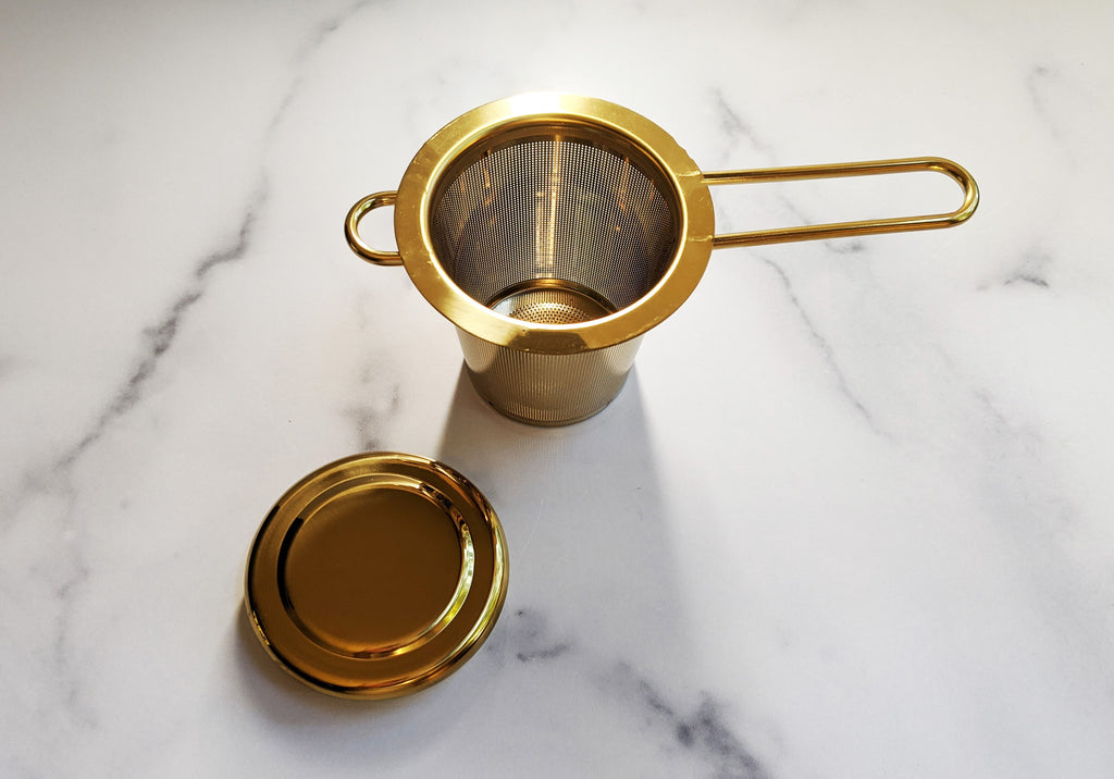 gold tea basket infuser strainer for loose leaf tea
